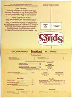1983 Vintage Menu SPIRES Restaurant Grand Opening 1965 PRICES! Anaheim CA
