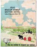 1961 Vintage Menu 1200 BEACON STREET MOTOR HOTEL Restaurant Brookline MA