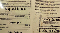 1986 Large Vintage Menu ART'S CASA Mexican Restaurant Nampa Idaho Ontario Oregon