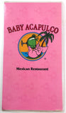 1980's Large Vintage Menu BABY ACAPULCO Mexican Restaurant Austin Texas