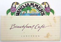 1984 Menu South Padre Island Hilton Resort Windjammer's BEACHFRONT CAFE Texas