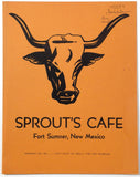 1984 Vintage Full Size Menu SPROUT'S CAFE Fort Sumner New Mexico Mexican Cuisine