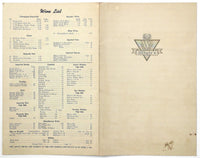 1944 WWII War Era Pricing Vintage Menu & Wine List WHYTE'S RESTAURANT New York