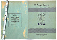1940's Original Vintage Menu THE NEW PENN Restaurant South Park Pennsylvania