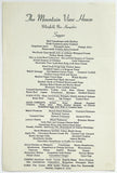 Haunted - 1953 Vintage Menu THE MOUNTAIN VIEW HOUSE Whitefield New Hampshire