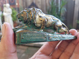 Vintage Paperweight Lion Statue THE HUERFANO AGENCY CO. Coal Walsenburg Colorado