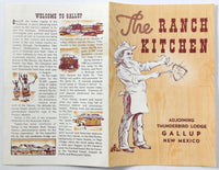 1950's Original Vintage Menu THE RANCH KITCHEN - Thunderbird Lodge Gallup NM