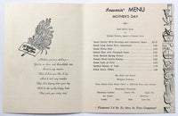 1940's Vintage Mother's Day Menu THE SALAD BOWL Restaurant La Grange Illinois