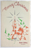 1940 Original Vintage CHRISTMAS CARD Menu HOTEL ABBEY New York $1.25 Dinner