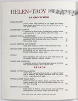 1962 Vintage Lunch Menu HELEN OF TROY RESTAURANT Trojan Motor Inn Troy Ohio