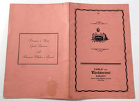 1930's Vintage MYSTERY Menu CARLS INC. RESTAURANT BAKERY Unknown Location & City