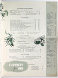 1962 Vintage Huge Menu TURNWAY INN Cocktails Fine Food Restaurant Monroeville PA