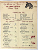 1970's Vintage Dinner Menu SUNNYBROOK'S BALLROOM COLONIAL ROOM Pottstown PA