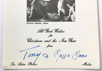 Signed MALTA Christmas Card SIR ANTHONY MAMO & Margaret Mamo San Anton Palace