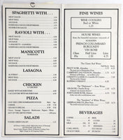 1980's Vintage Menu & Wine List GENARO'S ITALIAN RESTAURANT Morro Bay California