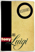 1980's Vintage Menu & Wine List TONY AND LUIGI Italian Restaurant Tarzana CA