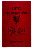 1970's Vintage WINE LIST Menu KEITH'S MAVERICK ROOM Restaurant Studio City CA