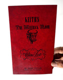 1970's Vintage WINE LIST Menu KEITH'S MAVERICK ROOM Restaurant Studio City CA