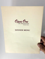 1980's Vintage Menu Mandalay Beach Resort - OPUS ONE Restaurant Oxnard CA