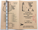 1980's Vintage Menu BROWN BAG DELI Delicatessen Thousand Oaks CA