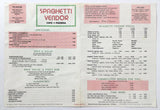 1980's Vtg Take-Out Menu SPAGHETTI VENDOR Cafe Pizzeria Sherman Oaks Encino CA