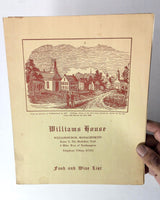 1960's Vintage Menu w/ Wine List WILLIAMS HOUSE Restaurant Williamsburgh MA