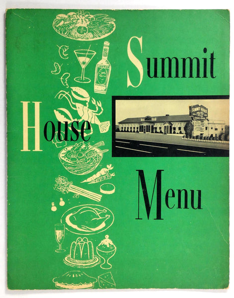 1960's Vintage Menu THE SUMMIT HOUSE Restaurant Branford Hills Connecticut