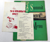 1960's Vintage Menu THE SUMMIT HOUSE Restaurant Branford Hills Connecticut