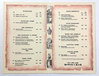 1960's Vintage WINE LIST Menu THE SUMMIT HOUSE Restaurant Branford Hills CT