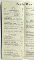 1960's Vintage Menu THE CASTLE - CAMELOT ROOM Restaurant Leicester Massachusetts