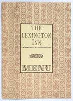 1960's Vintage Menu THE LEXINGTON INN Restaurant Lexington Massachusetts