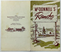 1940's Original Vintage Menu MCDONNELL'S RANCHO Restaurant West Glendale CA