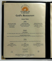 Vintage Menu Merv Griffin's GRIFF'S RESTAURANT Wickenburg Inn & DUDE RANCH AZ