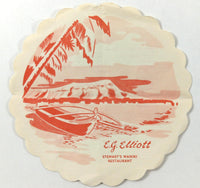 Vtg Drink Coaster ORANGE BREAD Recipe E.G. Elliott STEWART'S WAIKIKI Restaurant