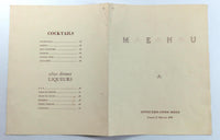 1962 Vintage Officers Open Mess Menu FRANCIS E. WARREN AFB Air Force Wyoming