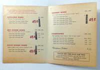 1960's Original Vintage WINE LIST Menu SAHARA Restaurant Bellevue NE Taylor Wine