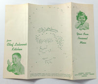 1960's Vintage Children's Menu CHEF LALANNE'S KITCHEN North Platte Nebraska