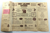 1960's Vintage HUGE DINNER Menu CHEF LALANNE'S KITCHEN North Platte Nebraska