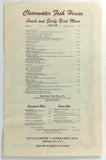 1970's Vintage Menu CLEARWATER FISH HOUSE Restaurant Clearwater Florida