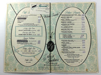 1960's Flocked Menu MER & JACKIE'S SUPPER CLUB New London & Five Corners WI