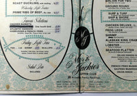 1960's Flocked Menu MER & JACKIE'S SUPPER CLUB New London & Five Corners WI