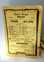 1960's Vintage Dinner Menu HAUF BRAU Restaurant Fort Collins Colorado