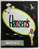1962 Vintage Menu BILL HANSEN'S Restaurant Fort Collins Colorado