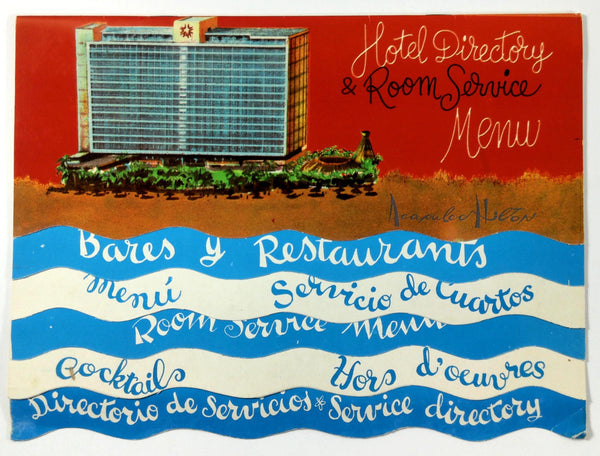 Vintage Hotel Directory & ROOM SERVICE Menu ACAPULCO HILTON Mexico
