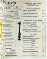 1960's Original Vintage Lunch Menu PARCHEY'S Steak Restaurant Washington DC