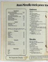 1976 Vintage Menu RUSS PIRRELLO NORTH TOWNE MANOR Restaurant Rockford Illinois