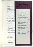 1980's Vintage Menu CLIFF YOUNG'S Steak House Restaurant Denver Colorado