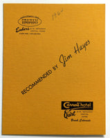 1964 Vintage Menu GRAHAM HOTEL EMBERS - CARROLL HOTEL QUIRT Restaurants Colorado