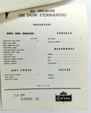 1982 Restaurant Menu EL MESON DE DON FERNANDO Ensenada Baja California Mexico
