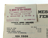1982 Restaurant Menu EL MESON DE DON FERNANDO Ensenada Baja California Mexico